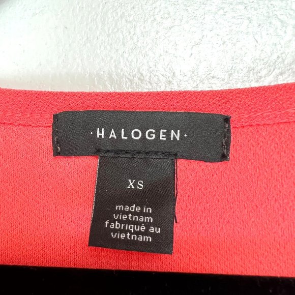 NWT Halogen Coral Glow Puff Shoulder V-Neck Top Shirred Detail Women's Size XS - Picture 5 of 7